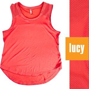 Lucy (Large - EUC) Bright Coral Tank Top with Mesh Inserts